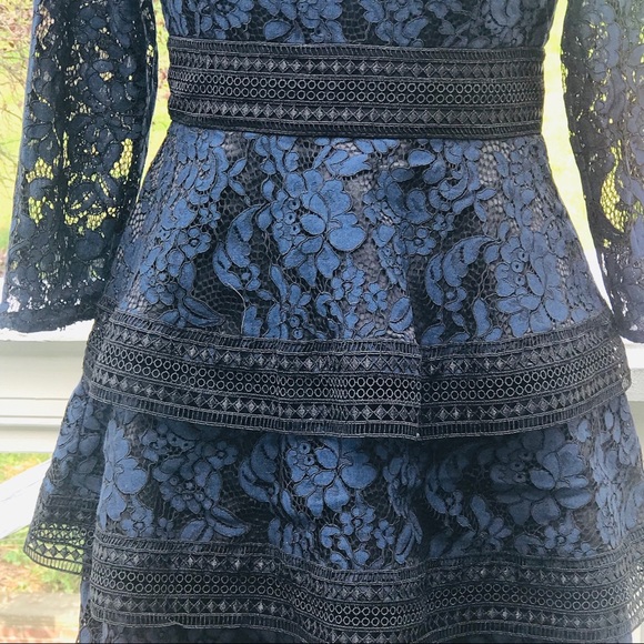 ELIZA J Lace Fit & Flare Dress Navy & Black Sz 6 - Picture 7 of 8